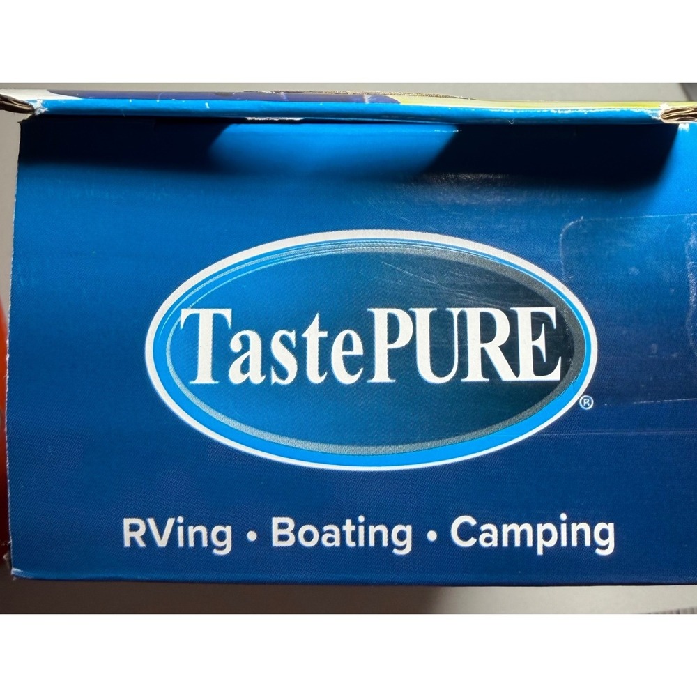 Camco TastePURE RV Marine H2O Filter High Flow KDF Carbon 40043 with Hose Guard